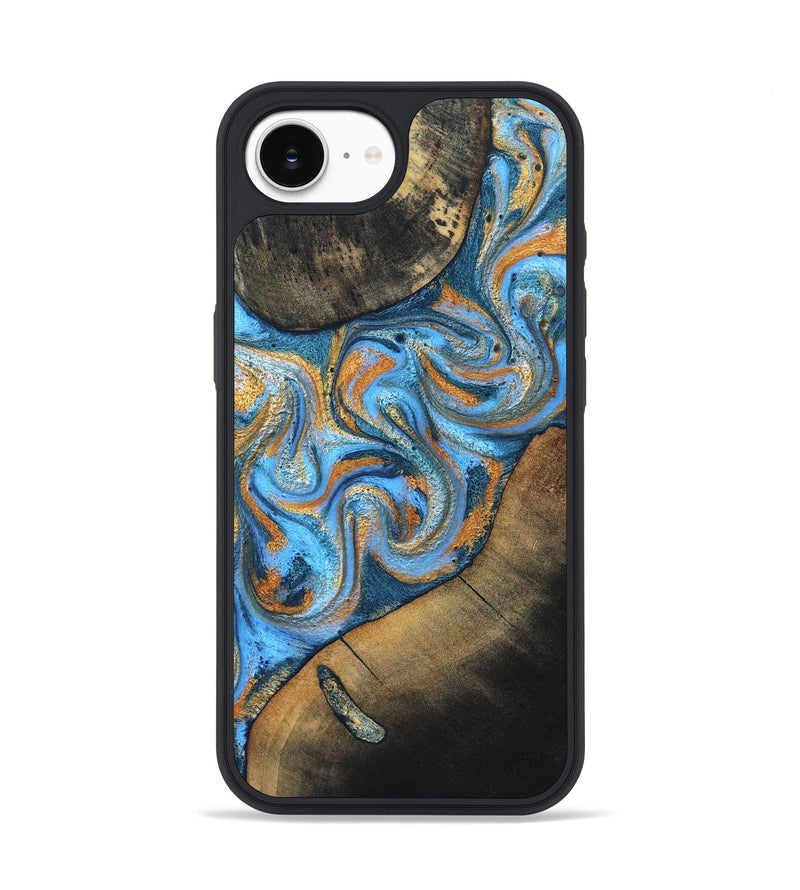 iPhone 16e Wood Phone Case - Arminta (Teal & Gold, 824553)