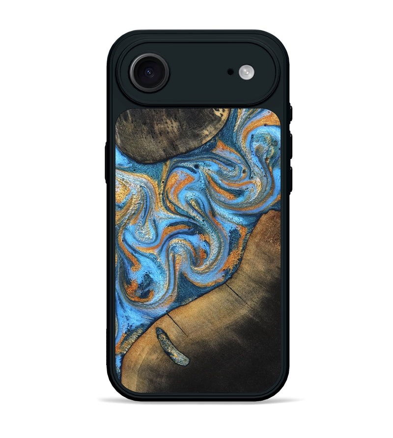 iPhone 17 Air Wood Phone Case - Arminta (Teal & Gold, 824553)