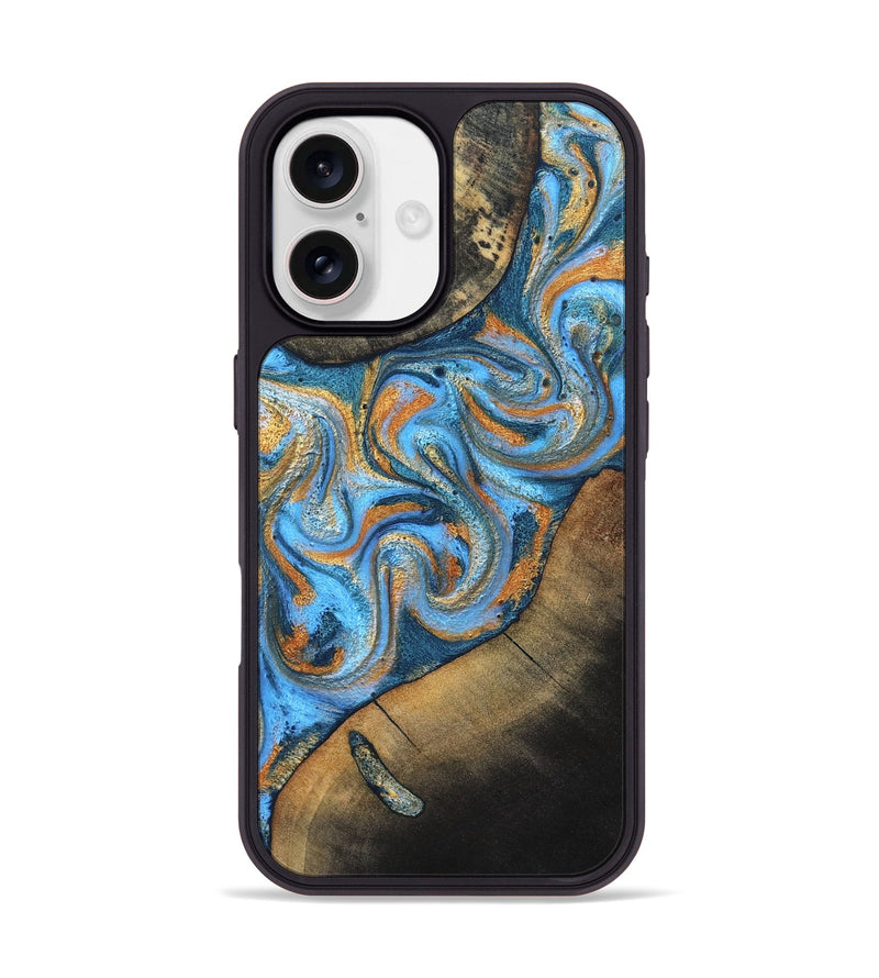 iPhone 17 Wood Phone Case - Arminta (Teal & Gold, 824553)