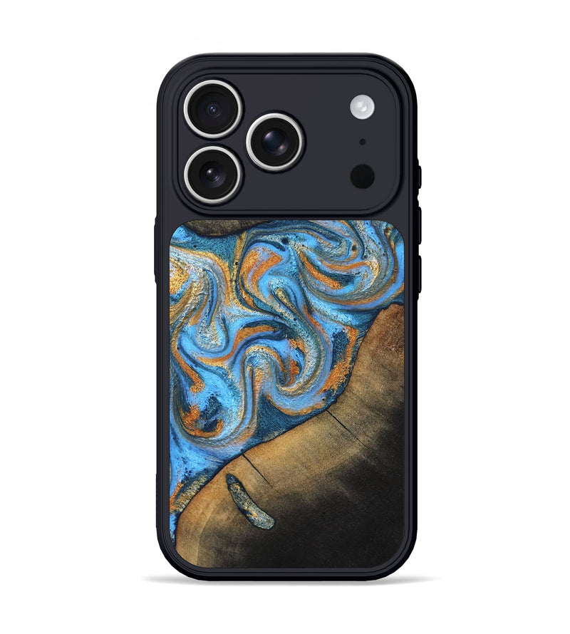 iPhone 17 Pro Wood Phone Case - Arminta (Teal & Gold, 824553)