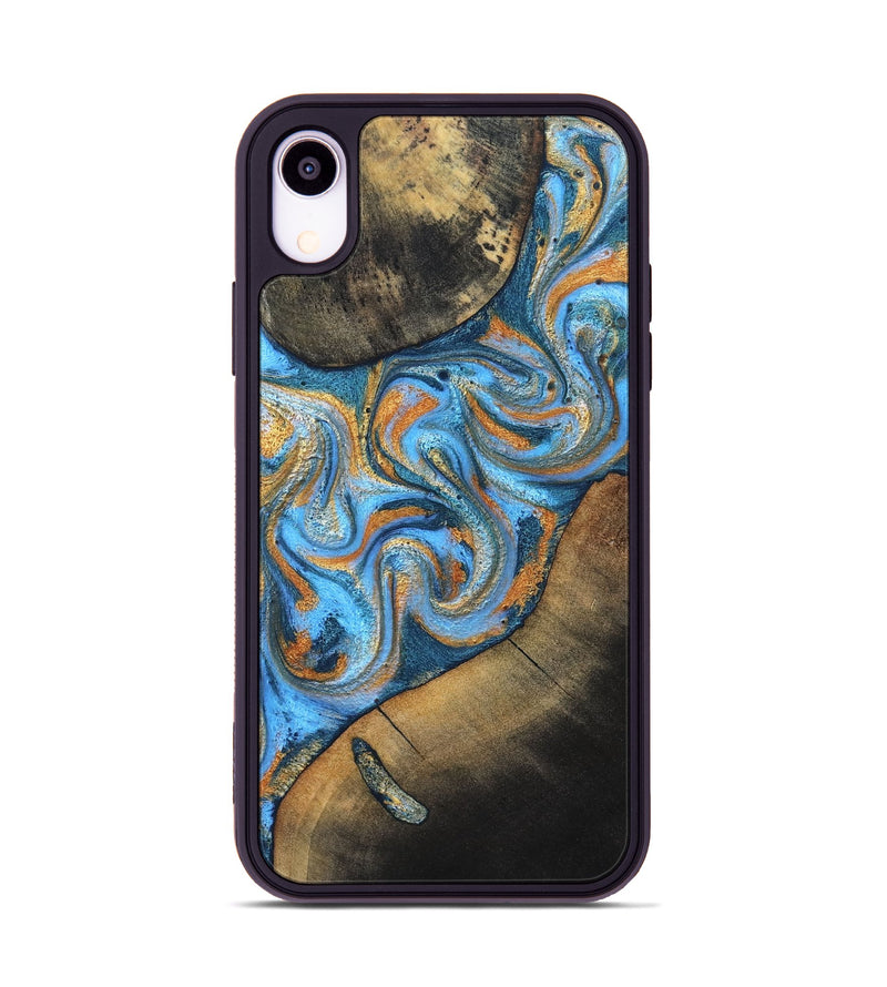 iPhone Xr Wood Phone Case - Arminta (Teal & Gold, 824553)