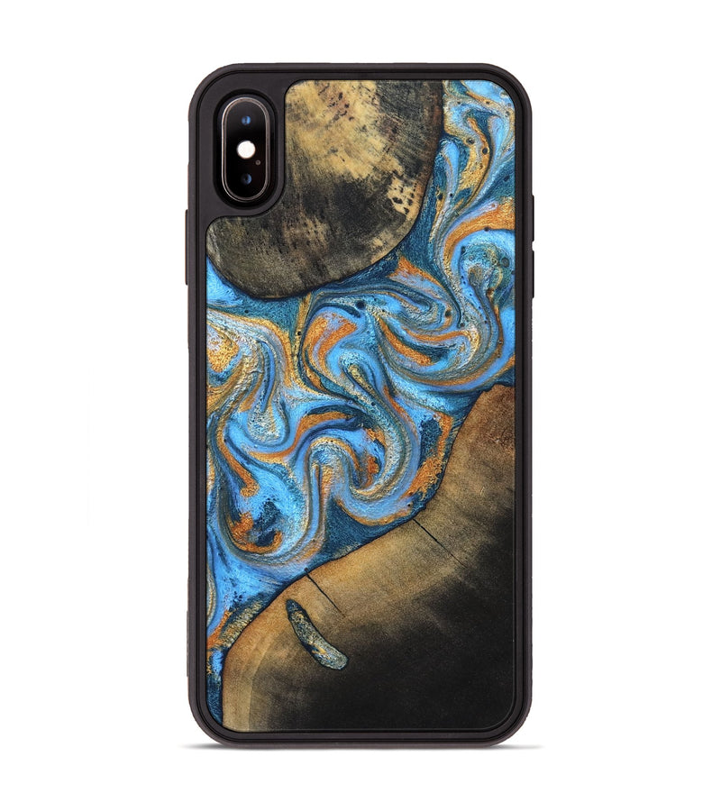 iPhone Xs Max Wood Phone Case - Arminta (Teal & Gold, 824553)