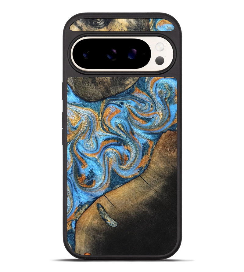 Pixel 10 Pro XL Wood Phone Case - Arminta (Teal & Gold, 824553)