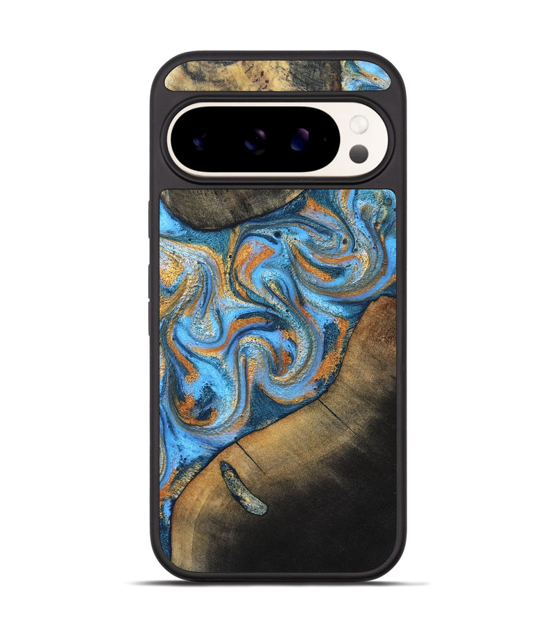 Pixel 9 Pro Wood Phone Case - Arminta (Teal & Gold, 824553)
