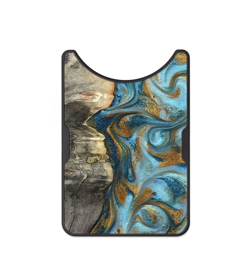 Alloy Wood Wallet - Kisha (Teal & Gold, 824555)