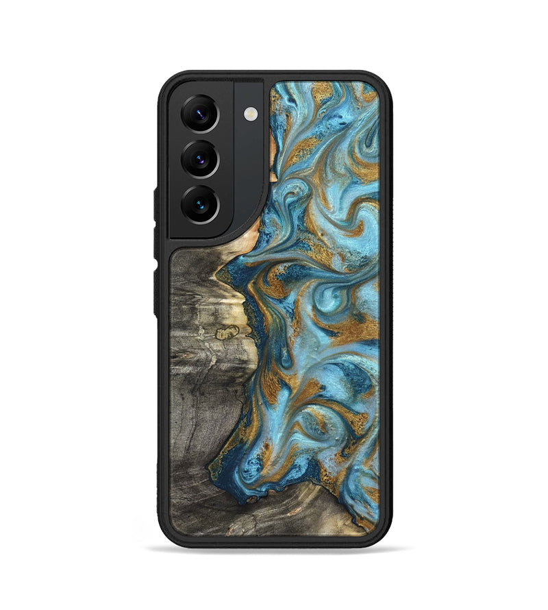 Galaxy S22 Wood Phone Case - Kisha (Teal & Gold, 824555)