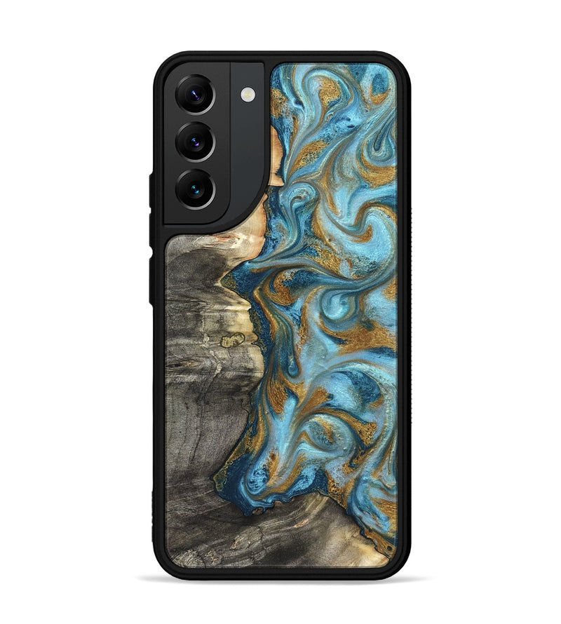 Galaxy S22 Plus Wood Phone Case - Kisha (Teal & Gold, 824555)
