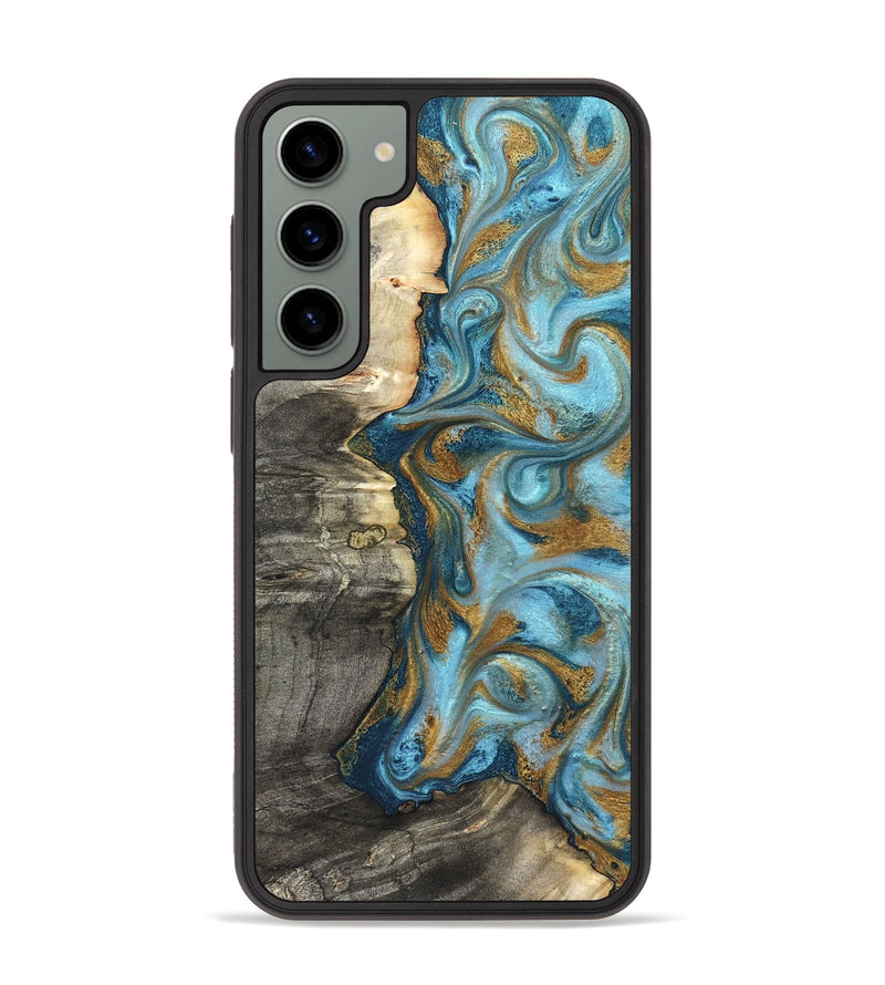 Galaxy S23 Plus Wood Phone Case - Kisha (Teal & Gold, 824555)