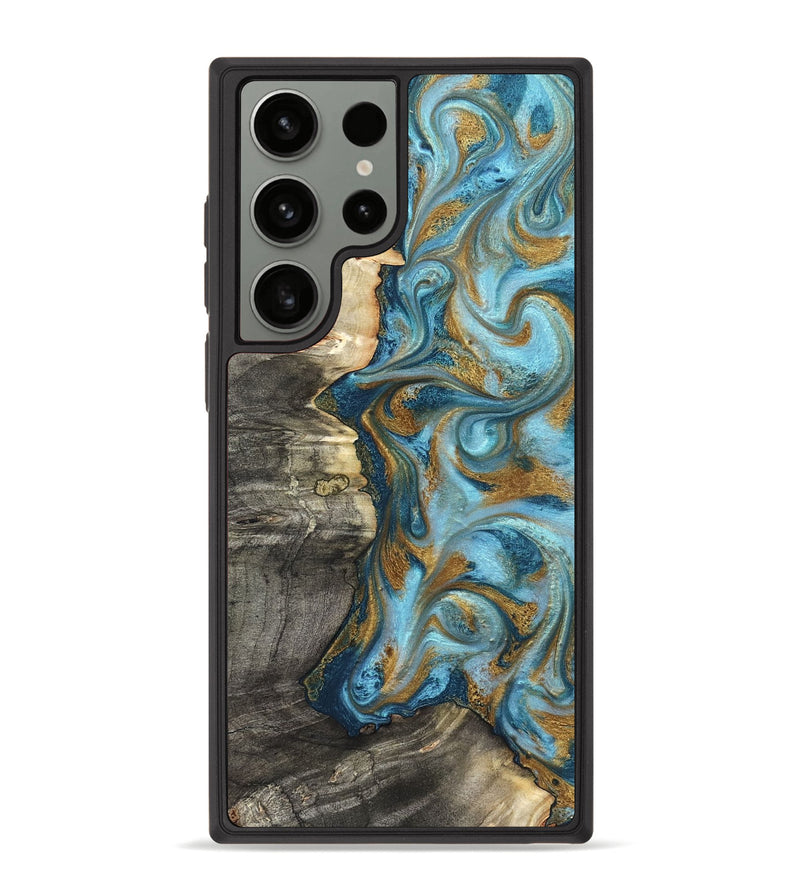 Galaxy S23 Ultra Wood Phone Case - Kisha (Teal & Gold, 824555)