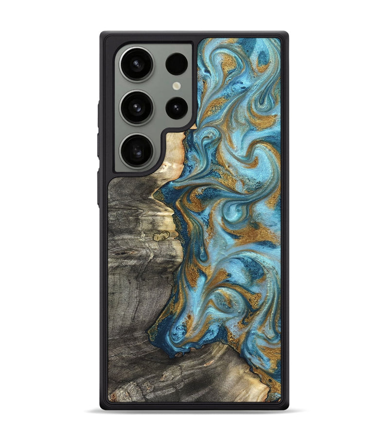Galaxy S24 Ultra Wood Phone Case - Kisha (Teal & Gold, 824555)