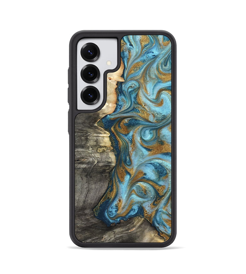 Galaxy S25 Wood Phone Case - Kisha (Teal & Gold, 824555)