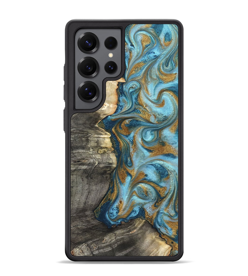 Galaxy S25 Ultra Wood Phone Case - Kisha (Teal & Gold, 824555)