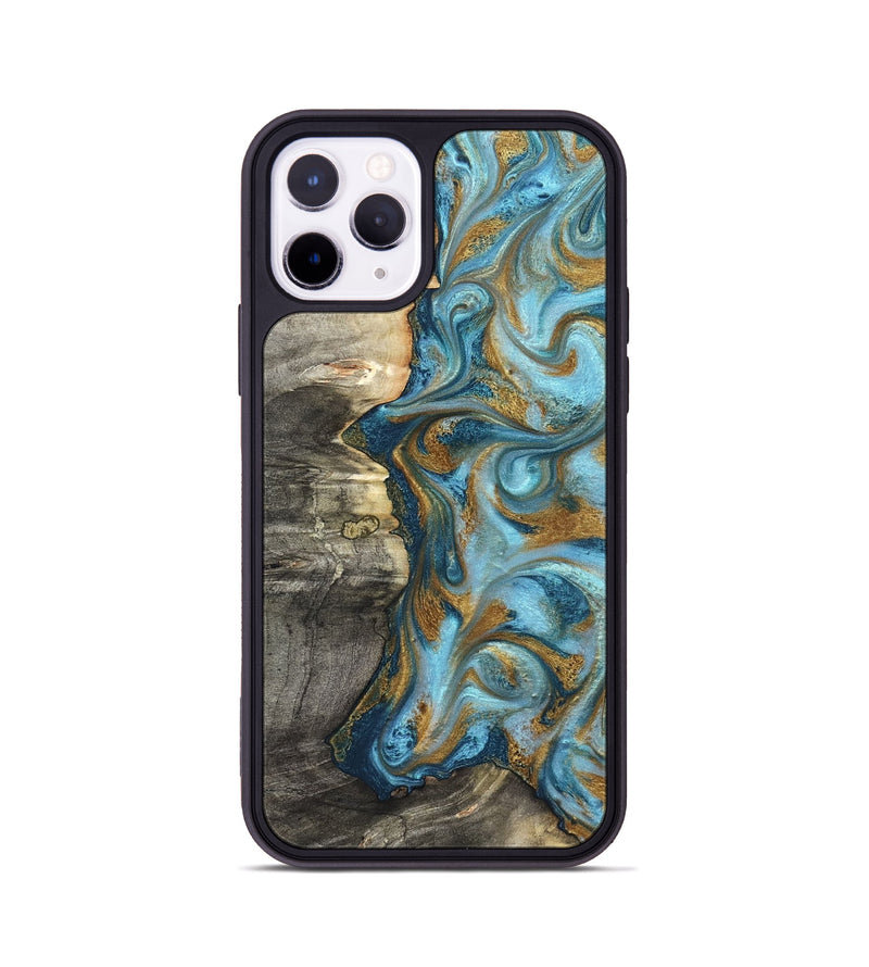 iPhone 11 Pro Wood Phone Case - Kisha (Teal & Gold, 824555)