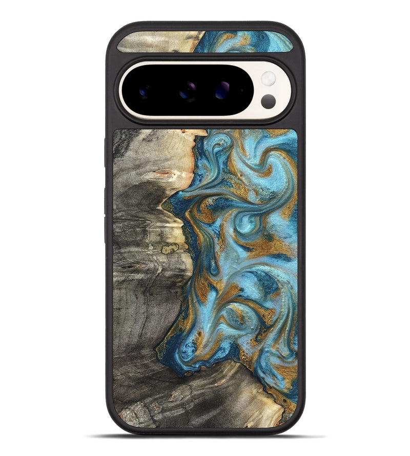 Pixel 10 Pro XL Wood Phone Case - Kisha (Teal & Gold, 824555)