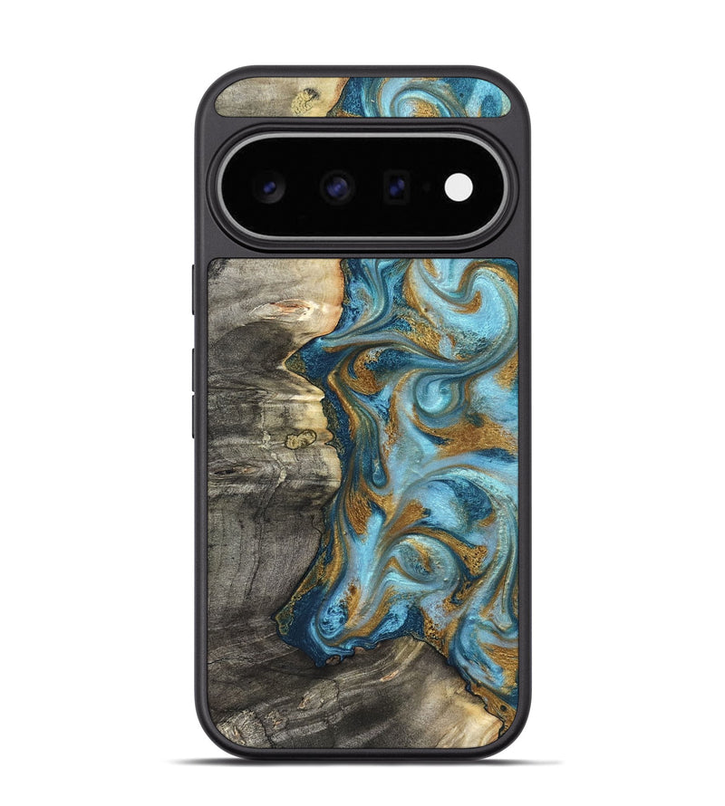 Pixel 11 Pro Wood Phone Case - Kisha (Teal & Gold, 824555)