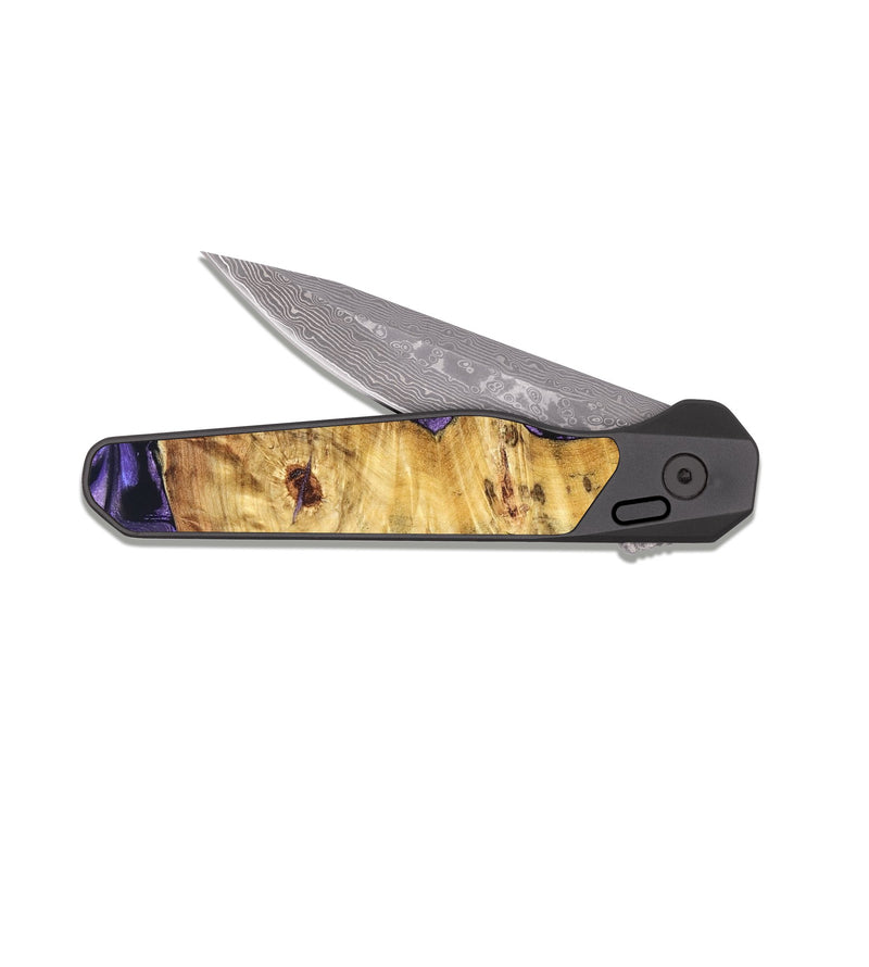 EDC Dark Damascus Wood Pocket Knife - Karson (Purple, 824558)