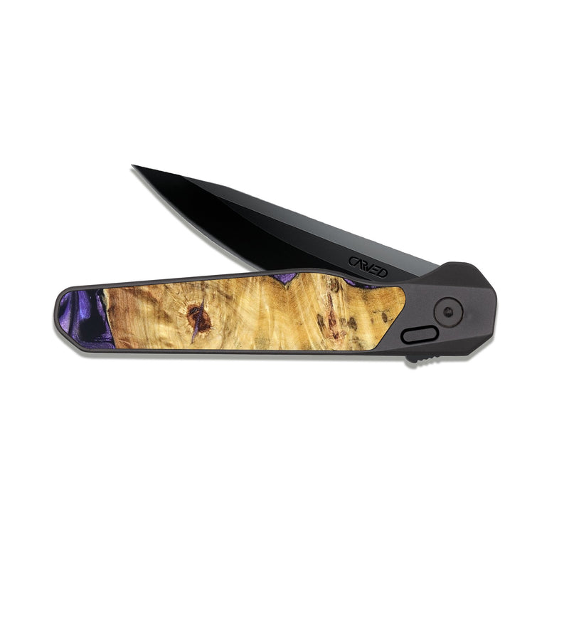 EDC Dark Slate Wood Pocket Knife - Karson (Purple, 824558)