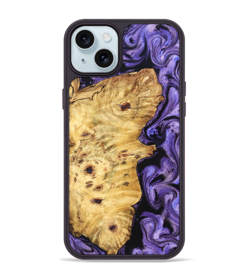 iPhone 15 Plus Wood Phone Case - Karson (Purple, 824558)