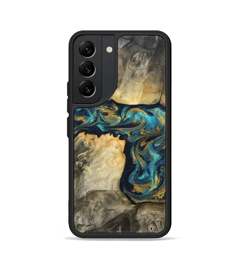 Galaxy S22 Wood Phone Case - Clare (Teal & Gold, 824568)
