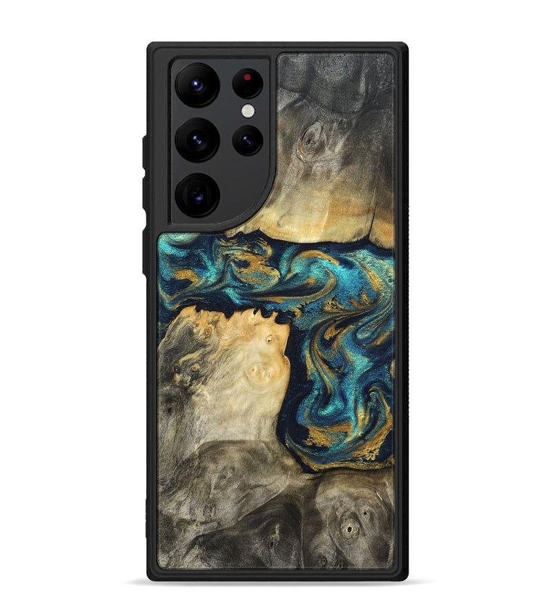 Galaxy S22 Ultra Wood Phone Case - Clare (Teal & Gold, 824568)