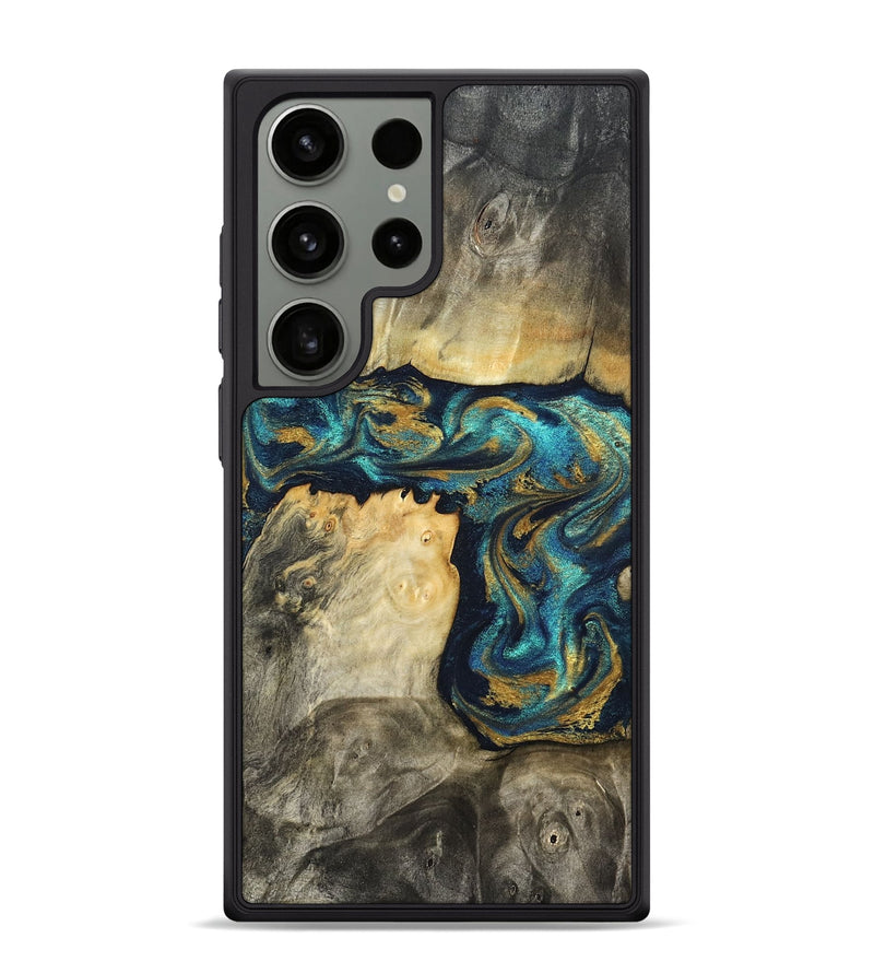 Galaxy S24 Ultra Wood Phone Case - Clare (Teal & Gold, 824568)