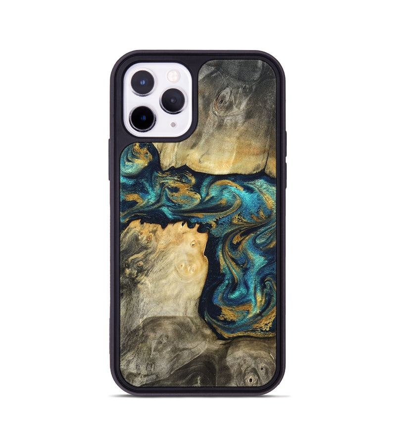 iPhone 11 Pro Wood Phone Case - Clare (Teal & Gold, 824568)