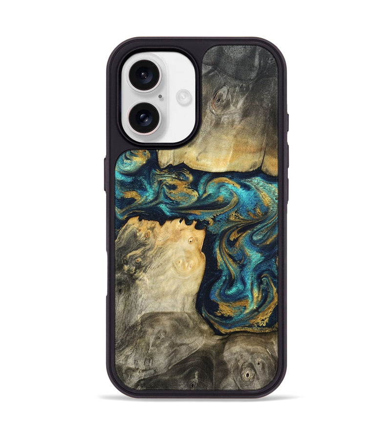 iPhone 17 Wood Phone Case - Clare (Teal & Gold, 824568)