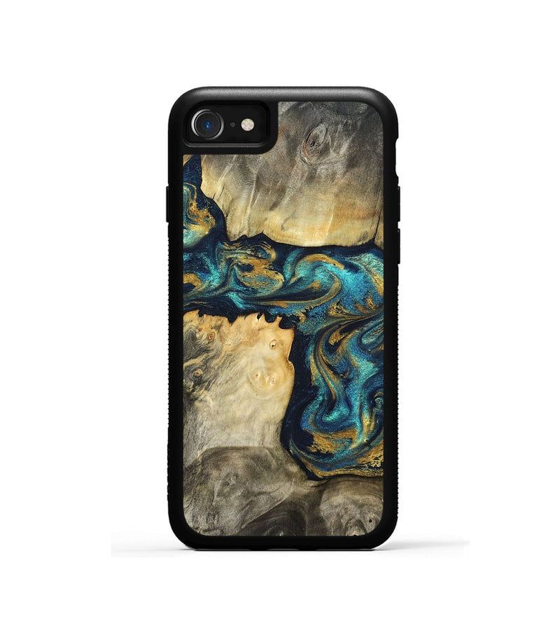 iPhone SE Wood Phone Case - Clare (Teal & Gold, 824568)
