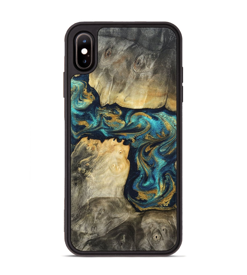 iPhone Xs Max Wood Phone Case - Clare (Teal & Gold, 824568)