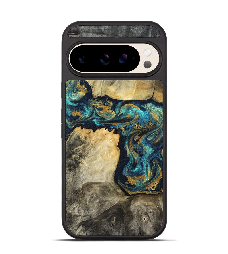 Pixel 10 Wood Phone Case - Clare (Teal & Gold, 824568)