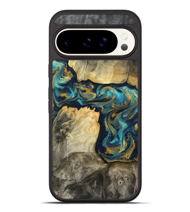 Pixel 10 Pro XL Wood Phone Case - Clare (Teal & Gold, 824568)