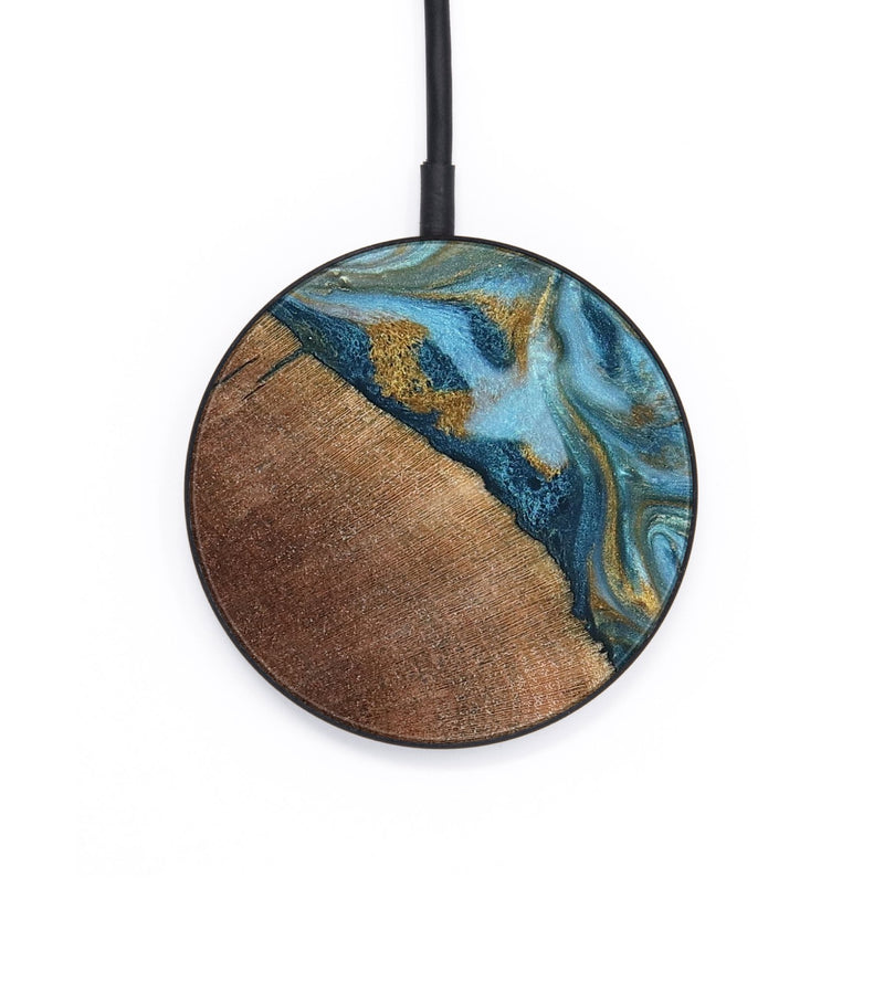 Circle Wood Wireless Charger - Carmen (Teal & Gold, 824576)