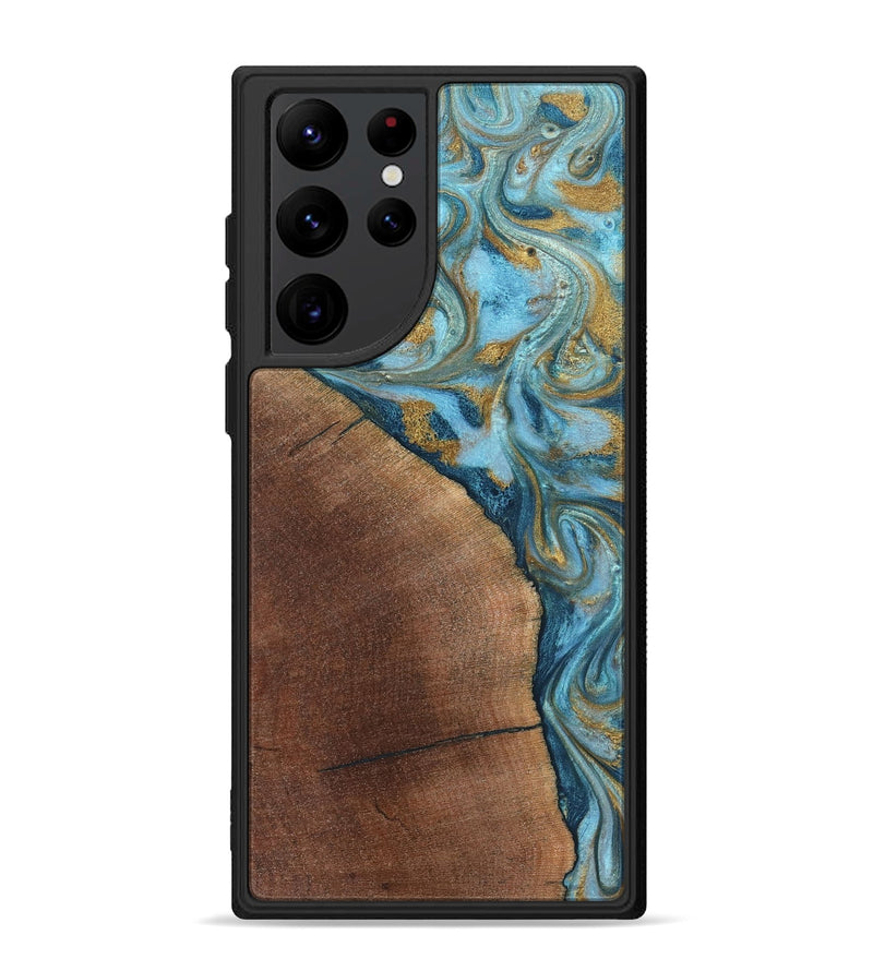 Galaxy S22 Ultra Wood Phone Case - Carmen (Teal & Gold, 824576)