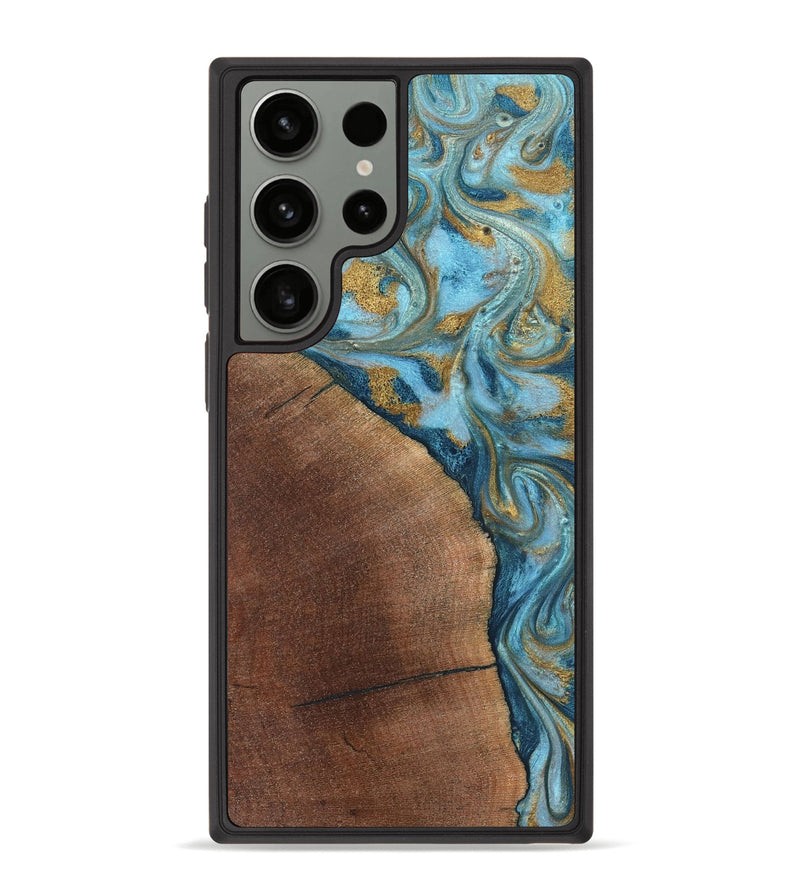 Galaxy S23 Ultra Wood Phone Case - Carmen (Teal & Gold, 824576)