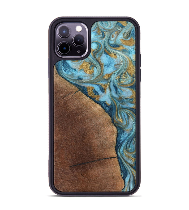 iPhone 11 Pro Max Wood Phone Case - Carmen (Teal & Gold, 824576)