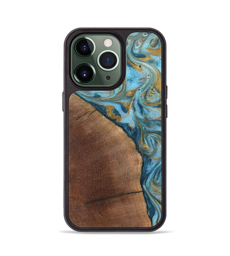 iPhone 13 Pro Wood Phone Case - Carmen (Teal & Gold, 824576)