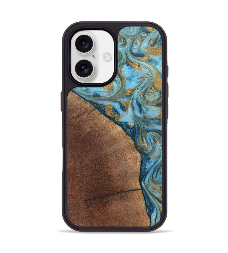 iPhone 17 Wood Phone Case - Carmen (Teal & Gold, 824576)