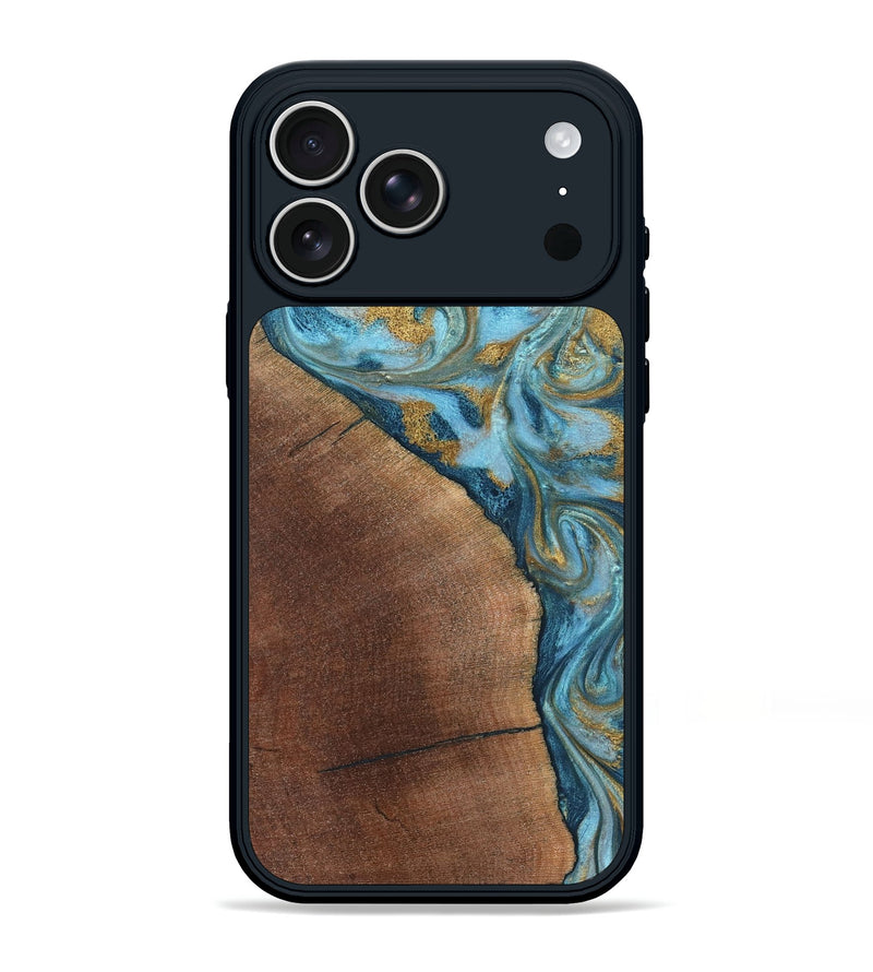 iPhone 17 Pro Max Wood Phone Case - Carmen (Teal & Gold, 824576)