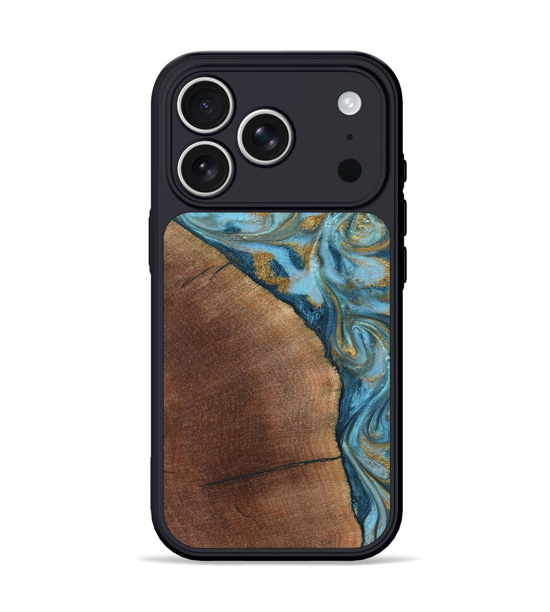 iPhone 17 Pro Wood Phone Case - Carmen (Teal & Gold, 824576)
