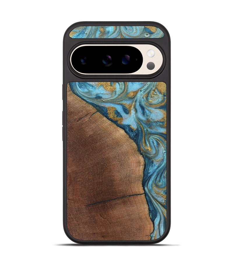 Pixel 10 Wood Phone Case - Carmen (Teal & Gold, 824576)