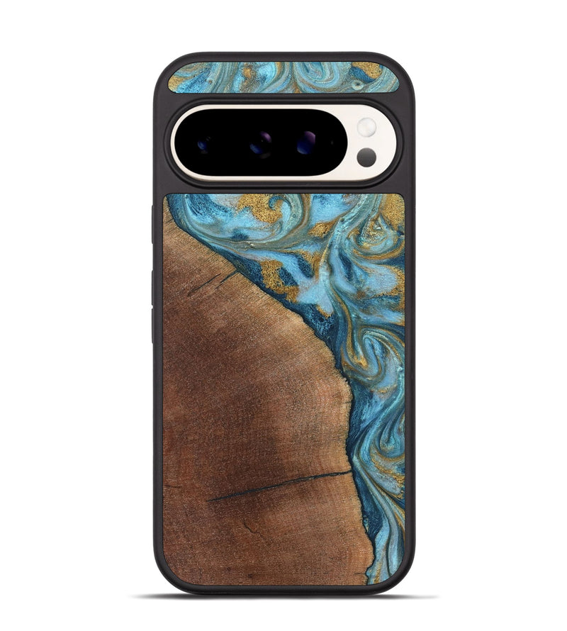 Pixel 9 Wood Phone Case - Carmen (Teal & Gold, 824576)
