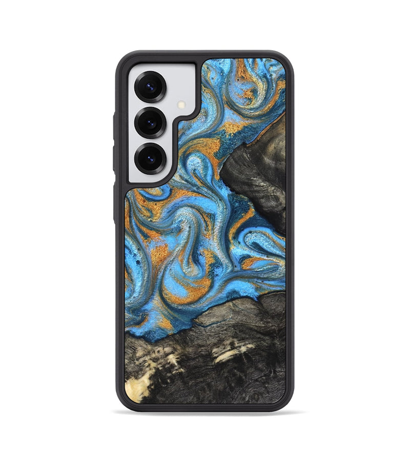 Galaxy S25 Wood Phone Case - Aimee (Teal & Gold, 824579)