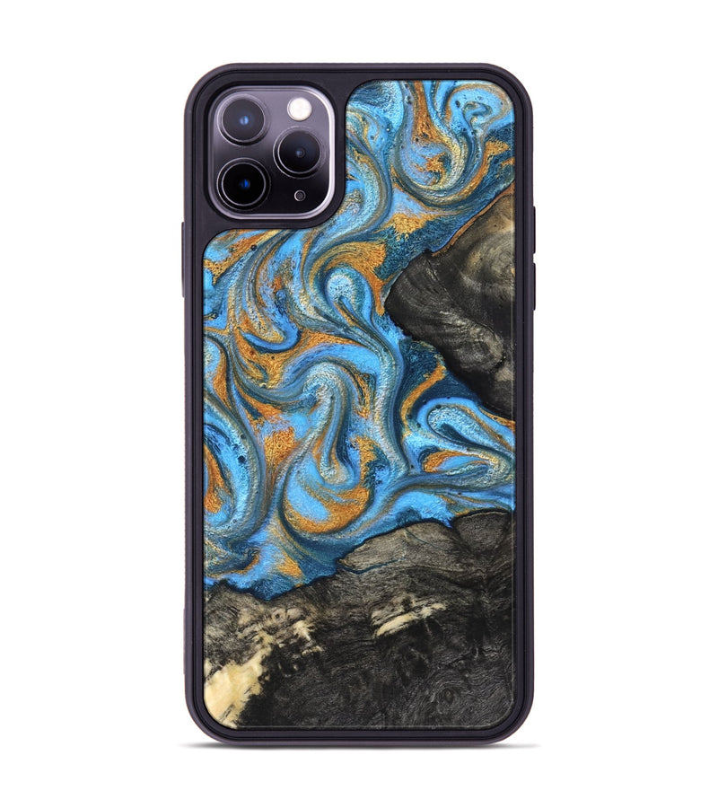 iPhone 11 Pro Max Wood Phone Case - Aimee (Teal & Gold, 824579)