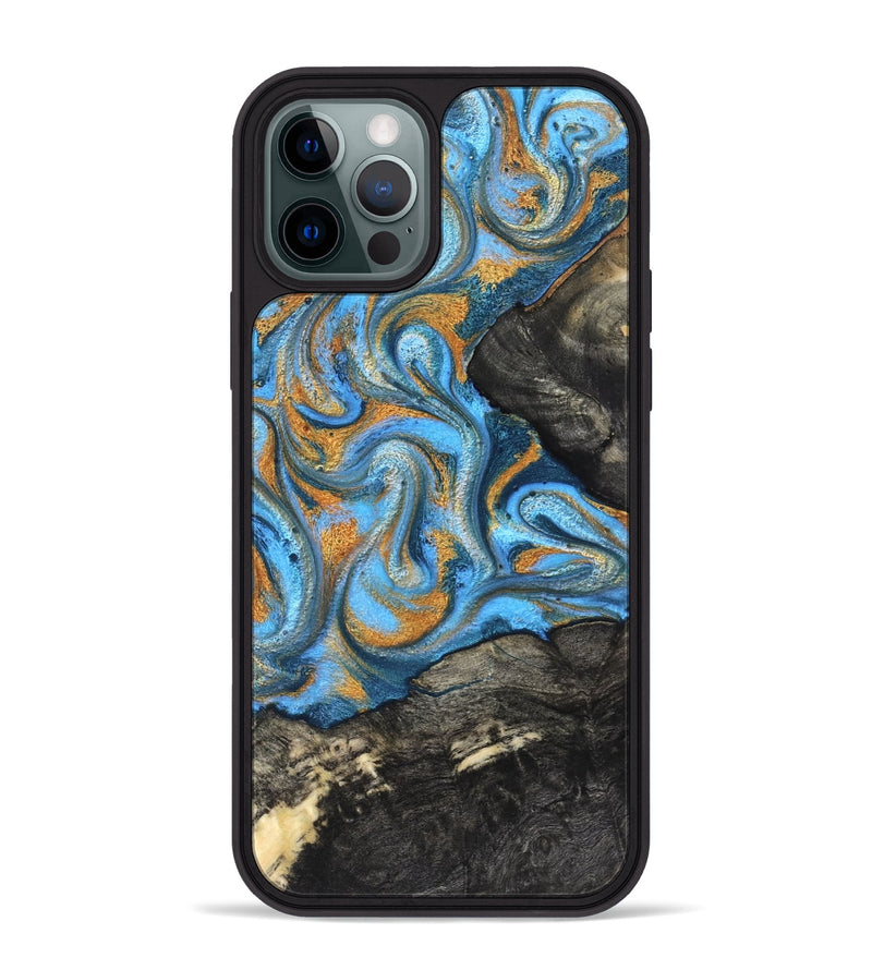 iPhone 12 Pro Max Wood Phone Case - Aimee (Teal & Gold, 824579)