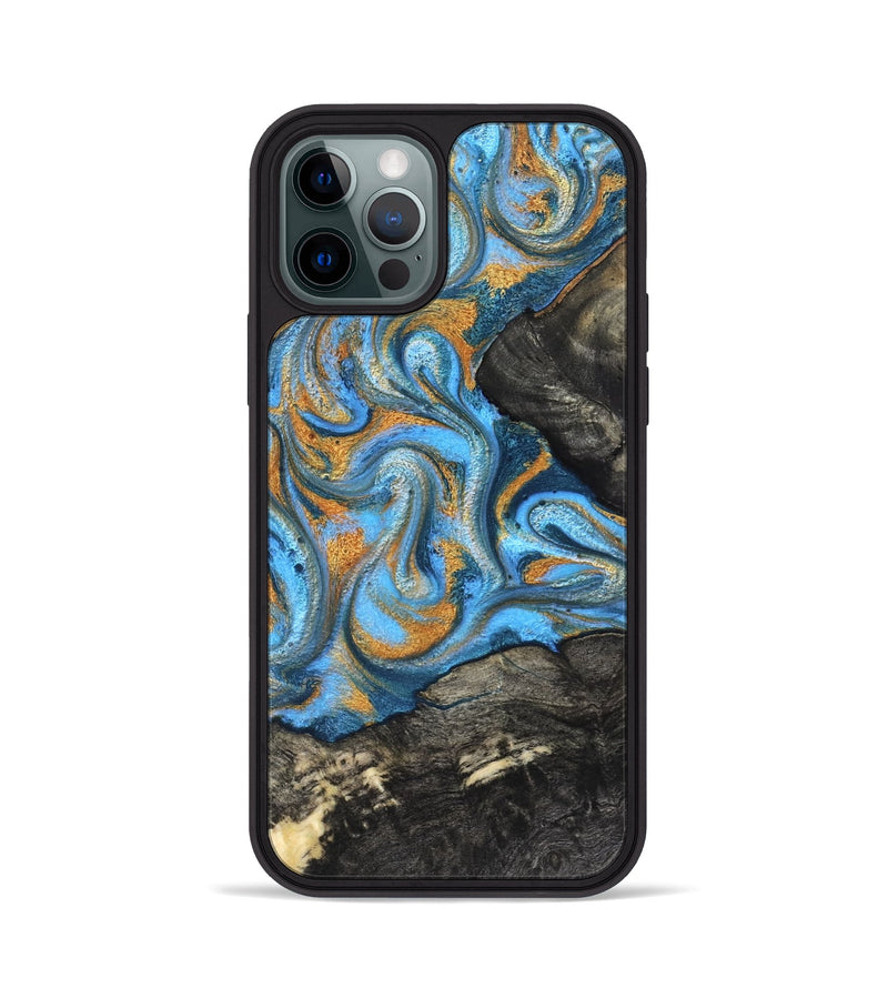 iPhone 12 Pro Wood Phone Case - Aimee (Teal & Gold, 824579)