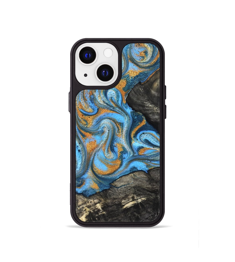 iPhone 13 mini Wood Phone Case - Aimee (Teal & Gold, 824579)