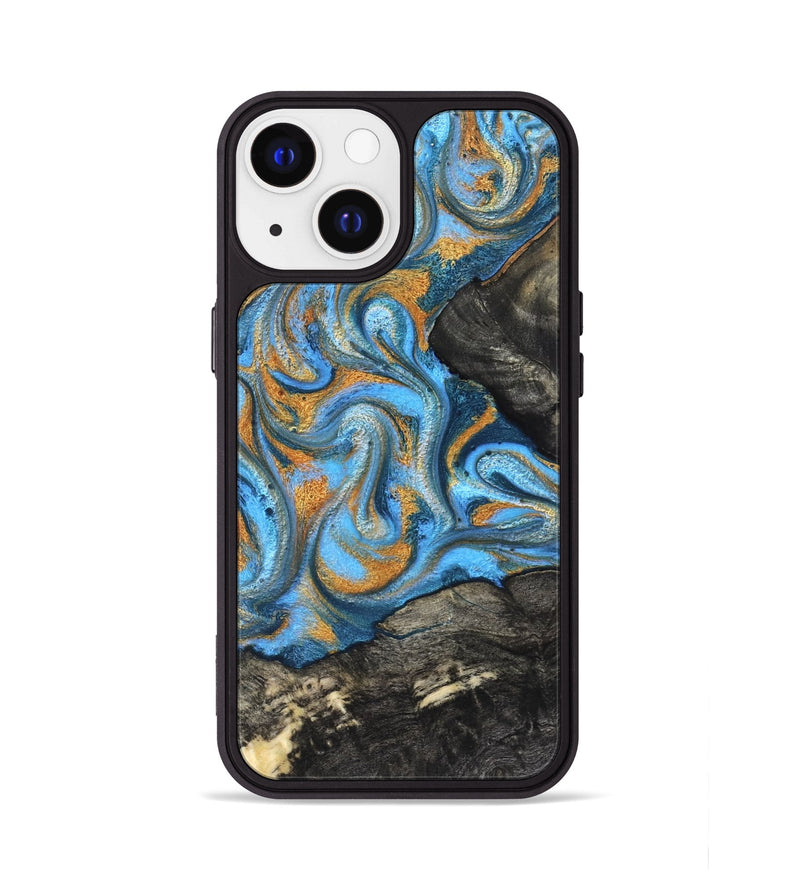 iPhone 13 Wood Phone Case - Aimee (Teal & Gold, 824579)