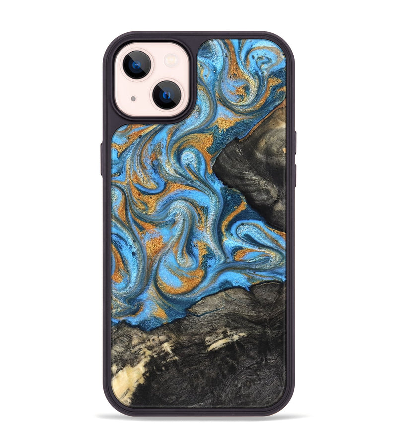iPhone 14 Plus Wood Phone Case - Aimee (Teal & Gold, 824579)