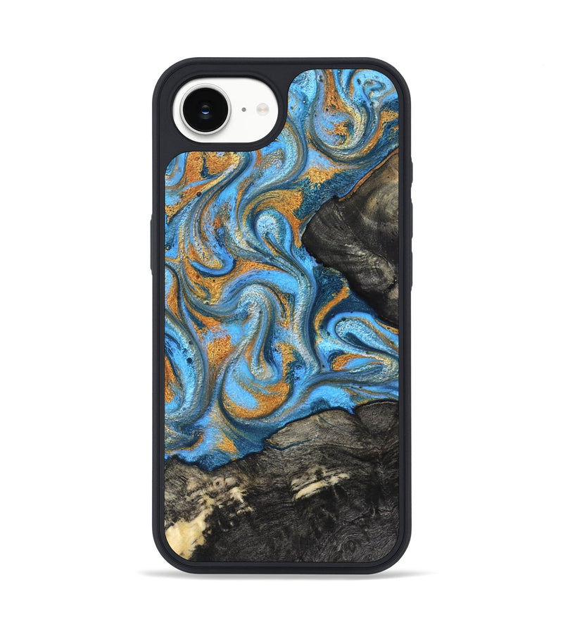 iPhone 16e Wood Phone Case - Aimee (Teal & Gold, 824579)