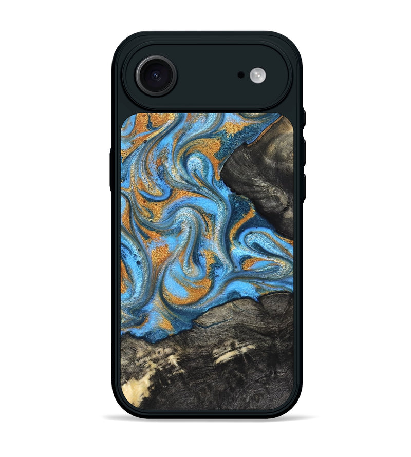 iPhone 17 Air Wood Phone Case - Aimee (Teal & Gold, 824579)